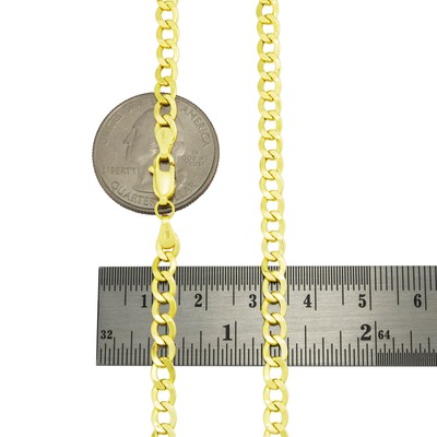 Pre-owned Nuragold 10k Yellow Gold 4.5mm Womens Curb Cuban Italian Link Chain Pendant Necklace 16"
