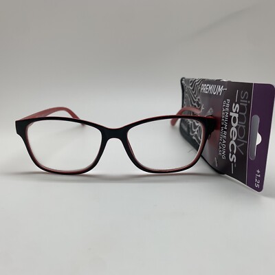 E163  Foster Grant KINSEY RED  1.25 Reading Glasses READERS simply specs