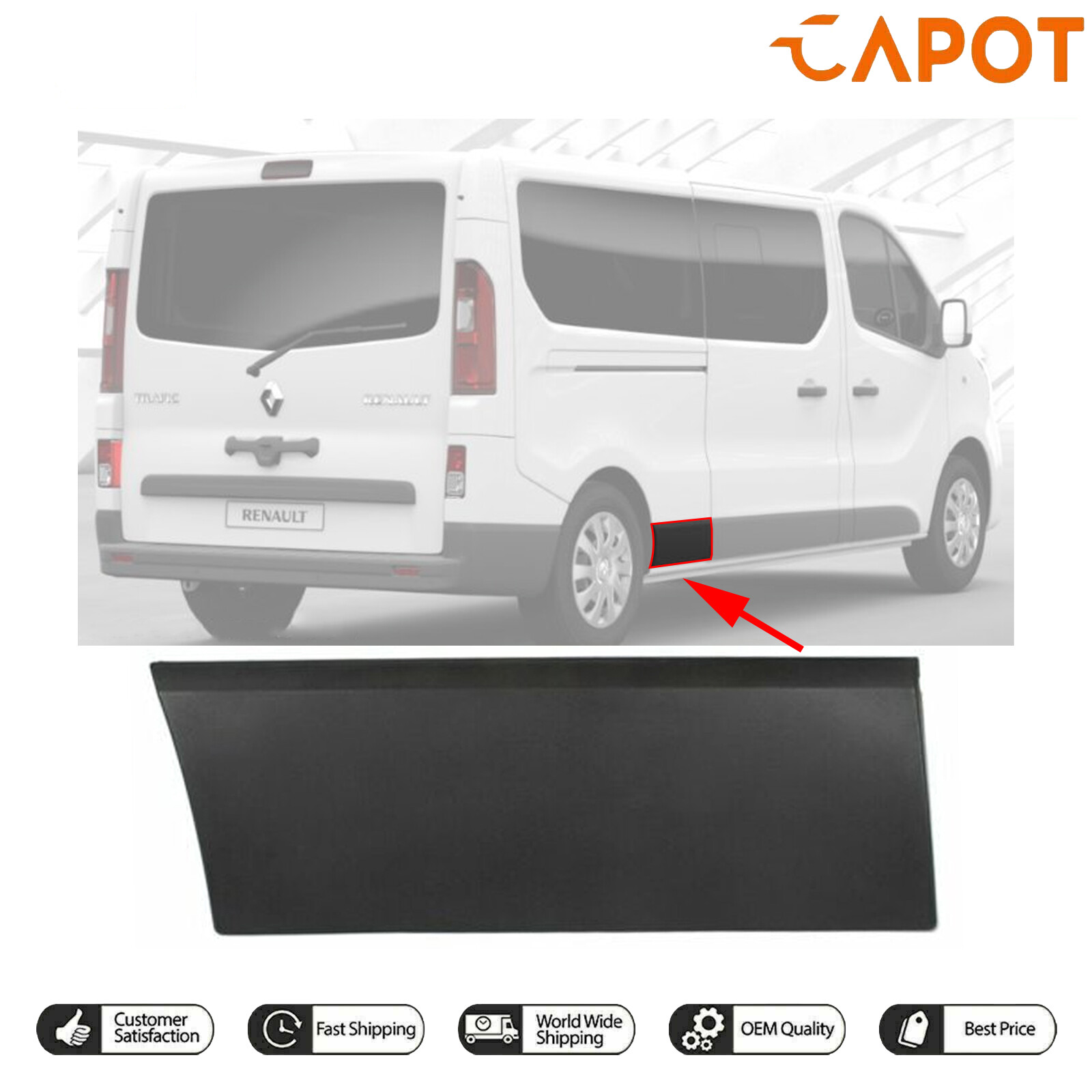 Rear Right Side Moulding Panel For Renault Trafic MK3 Nissan NV300 788129036
