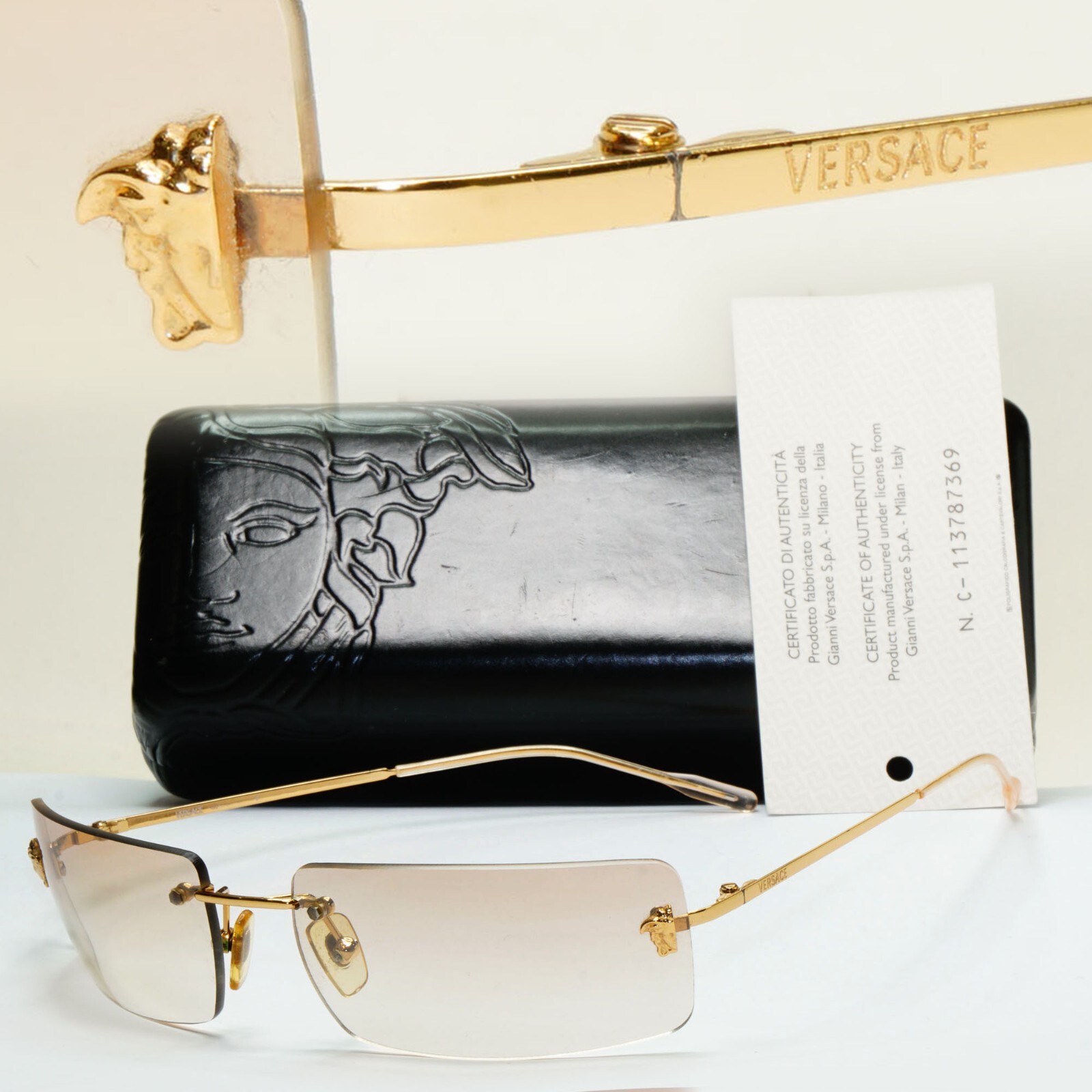 【美品】VERSACE MOD.N87 N30/577 サングラス　リムレス 美品】VERSACE MOD.N87 N30/577 サングラス リムレス