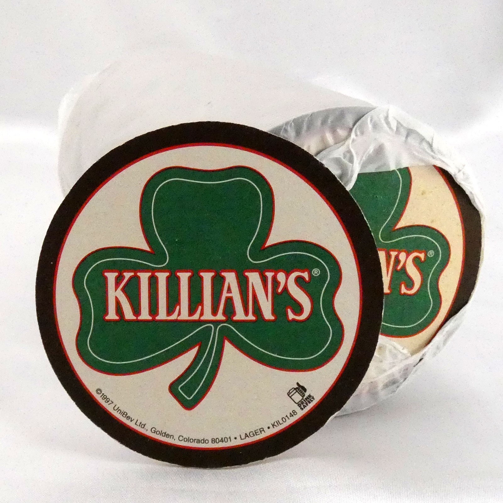 George Killian's IRISH RED Round Coasters Vintage 1997 UniBev 3.5