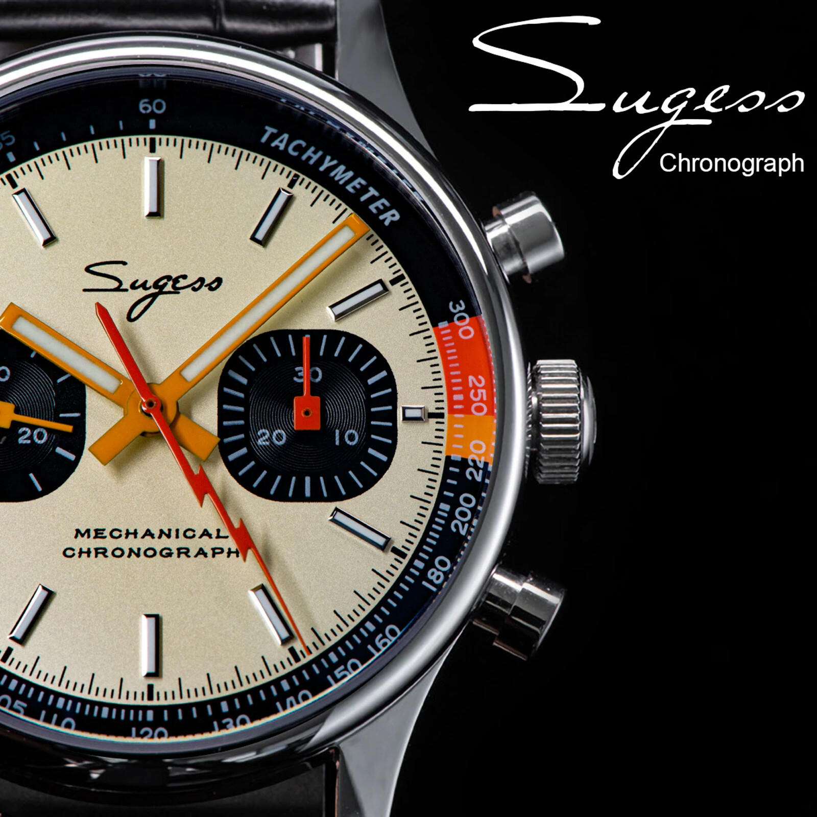Pre-owned Sugess Suchp005k V2 Swanneck Exhibition Case Back Chrono Mens Watch Seagull 1963