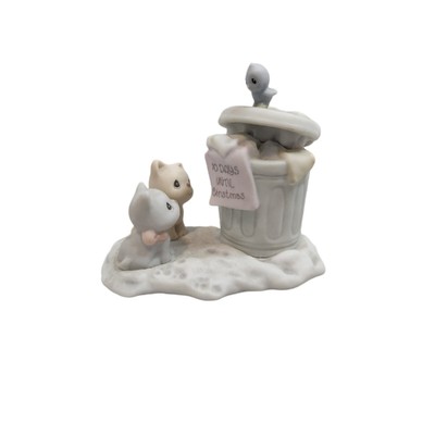 1997 Precious Moments Sugar Town Garbage Can Figure Cats 272914