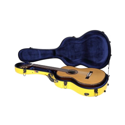 Crossrock Deluxe Fiberglass Case for 40''/41'' Dreadnought Acoustic Guitars-Yellow