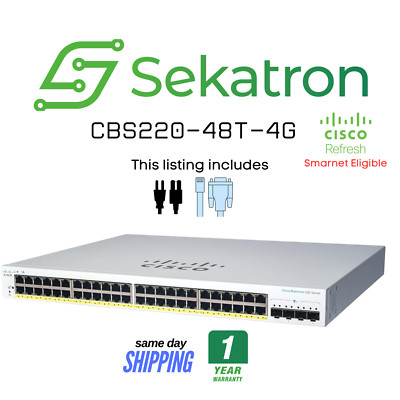   Cisco Refresh CBS220-48T-4G 48-Port Gig Switch w/ 4x1G SFP Uplinks  Fast Ship
