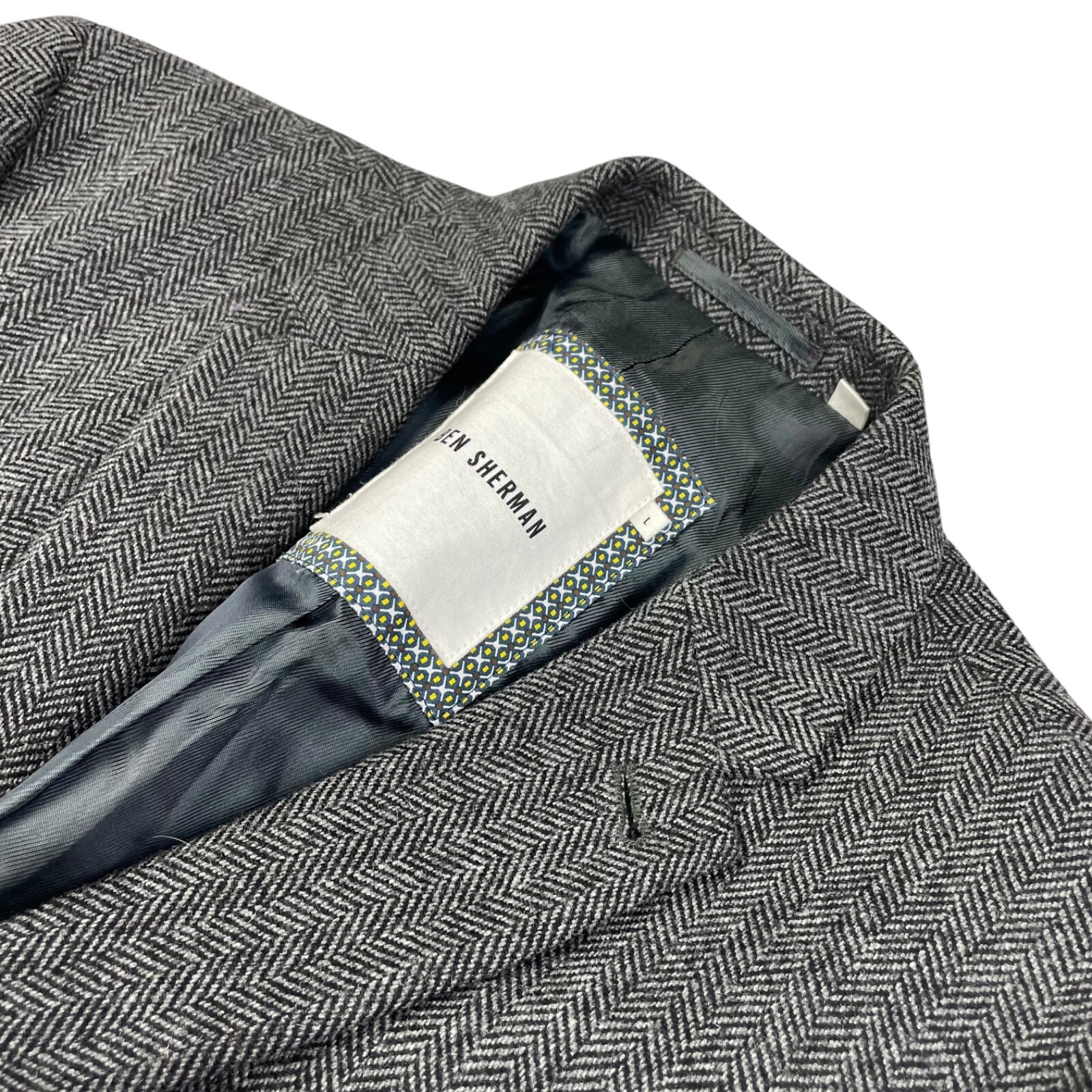 Ben Sherman Men's Tweed 2-Button Blazer Black/White