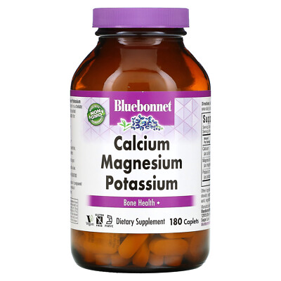 Bluebonnet Nutrition Calcium Magnesium Potassium 180 Caplets без яиц, рыба