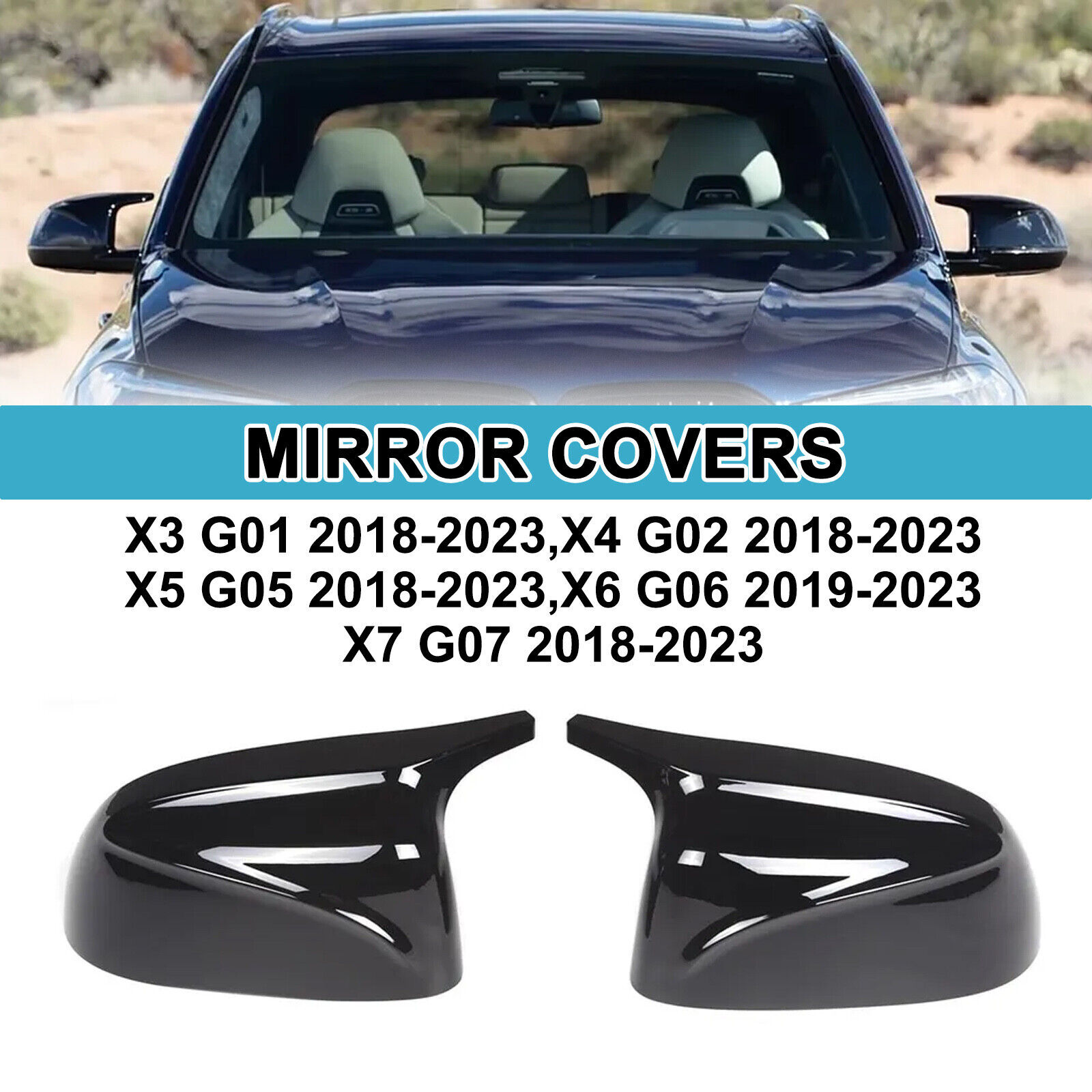 Gloss Black M Style Side Mirror Cover Cap For BMW X3 X4 X5 X6 X7 G01 G03 G05 G06