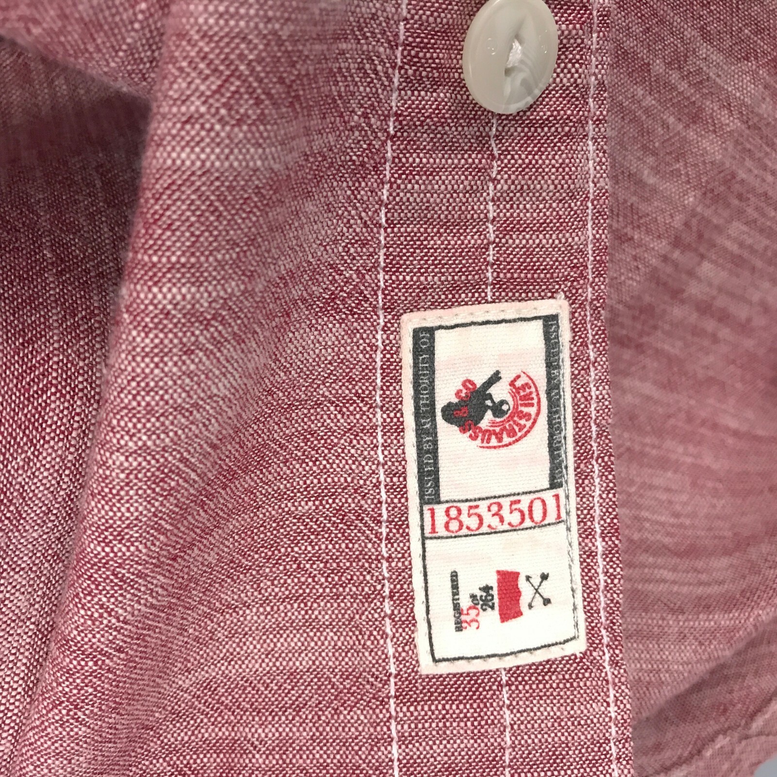 Levis Red Heathered Button Down Long Sleeve Front Pocket Shirt Top Men's Sz XL  