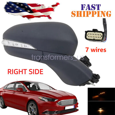 Fit Ford Fusion 2015-2020 Right Passenger Side Mirror RH 7Pin Primed Siganl Lamp