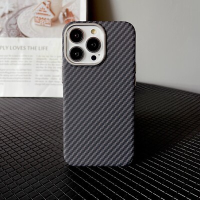 Carbon Fiber Patterned MagSafe PC Back Case For iphone 16 15 14 13 12 11 Pro Max