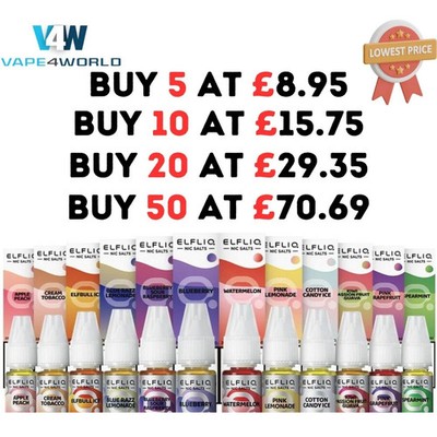 Elf liq by Elf Bar Nic Salt 10ml E Liquid 10/20mg Elfliq Mix & Match