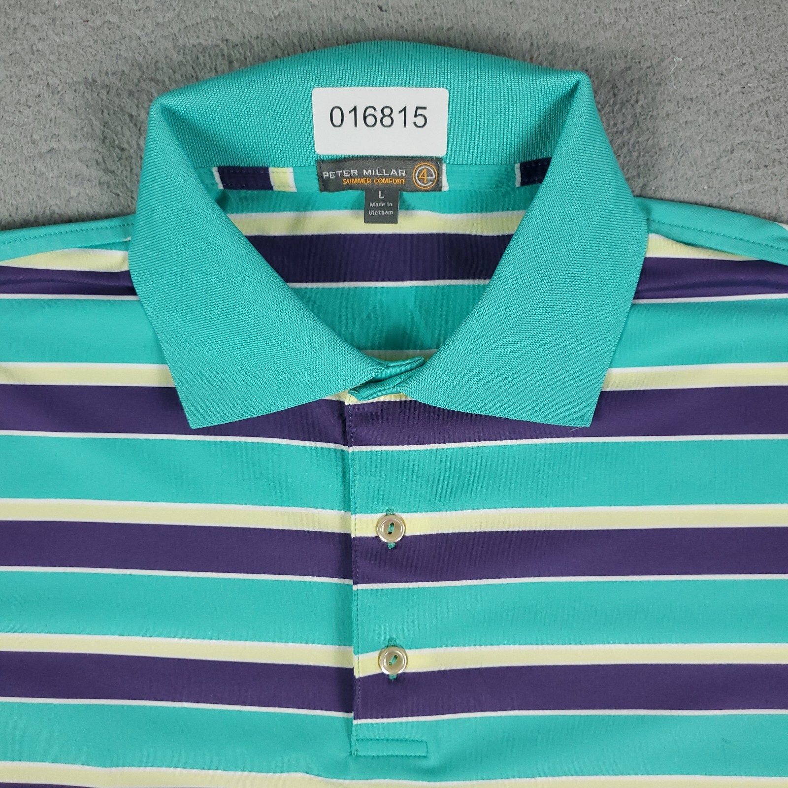 PETER MILLAR Summer Comfort L ターコイズ Peter Millar Polo Shirt Mens Large Turquoise Striped Summer