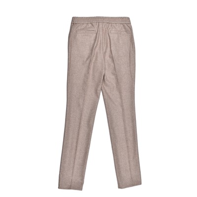 Pre-owned Brunello Cucinelli Men's Virgin Wool Leisure Trousers With Drawstring In Beige