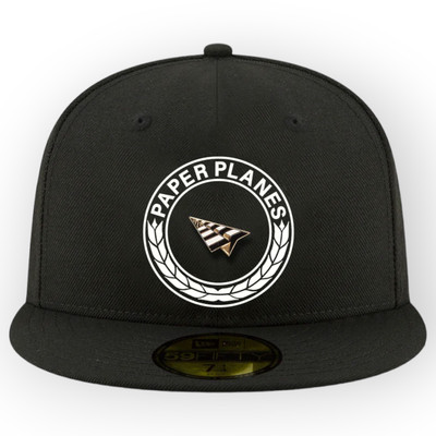 Paper Planes New Era First Class 59FIFTY Logo Fitted Hat Cap Black Grey 7 1/4