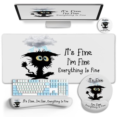 Desk Mat Desk Pad, Large Gaming Mouse Pad with Wrist Rest Wrist Support, Ergo...