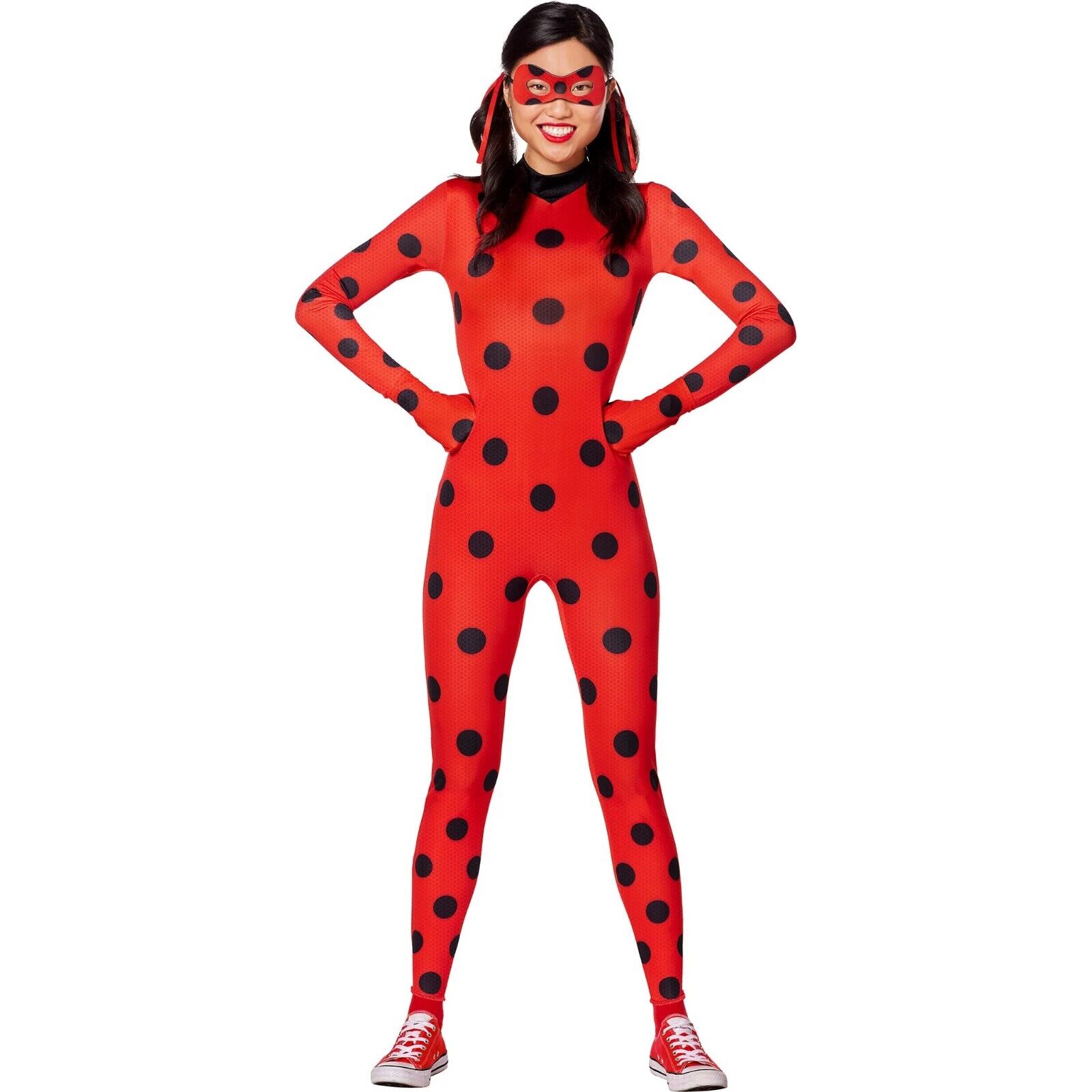 Womens Miraculous Ladybug Jumpsuit Mask Halloween Costume Adult S M L Fun World