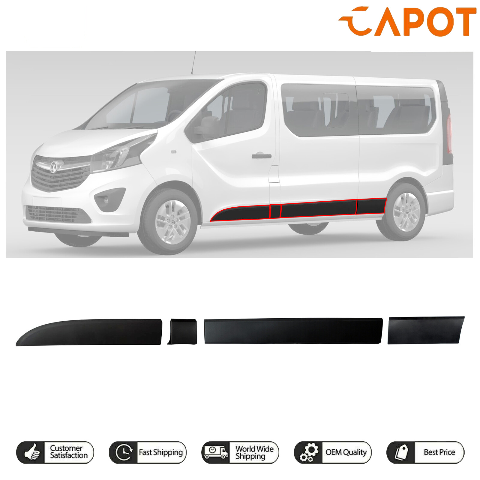 Pour Opel Vivaro B MK2 Renault Trafic MK3 | Set de panneaux moulure côté gauche