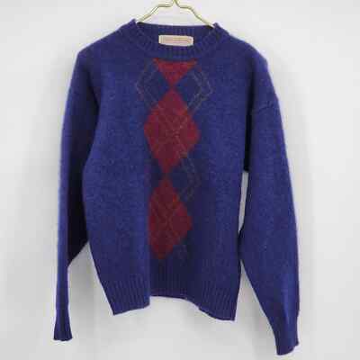 トップス OLD(ENGLAND vtg wool argyle knit COOPER & ROE England Brown & Cream Argyle Shetland Wool VTG