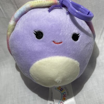 Squish-mallows SWERL the Snail Plush Toy, Small With Keychain/Backpack Clip
