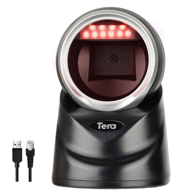 2D QR Desktop Omnidirectional Barcode Scanner Hands-Free USB 2.0 Wired Bar Co...