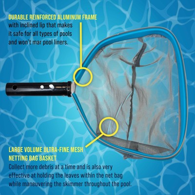 U.S. Pool Supply 11" Swimming Pool, Spa Leaf Skimmer Rake Net, 11" Deep Mesh