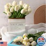 Janinka 75pcs Artificial Tulip Flowers Fake PU Tulips Faux Latex Bouquet Flower Centerpieces Arrangement Floral for Mother Day Wedding Spring Decorations (Milk White)
