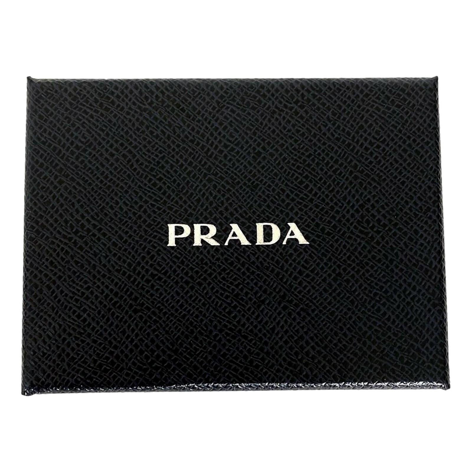 Pre-owned Prada Vitello Micro Grain Navy Triangle Logo Cardholder Wallet In Blue