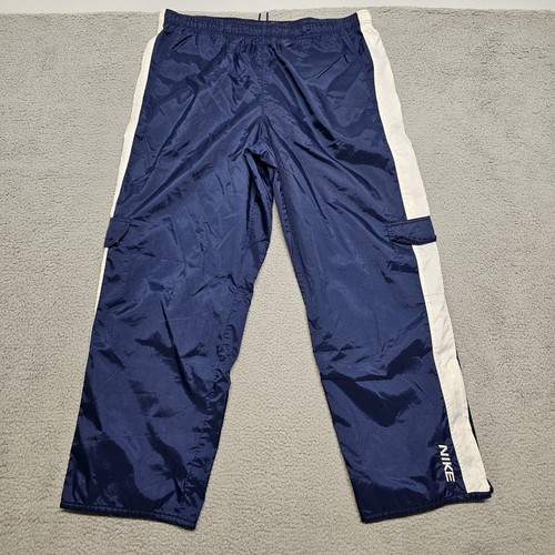 Vintage Nike Track Pants XL Blue Cargo Nylon Wide Leg Baggy