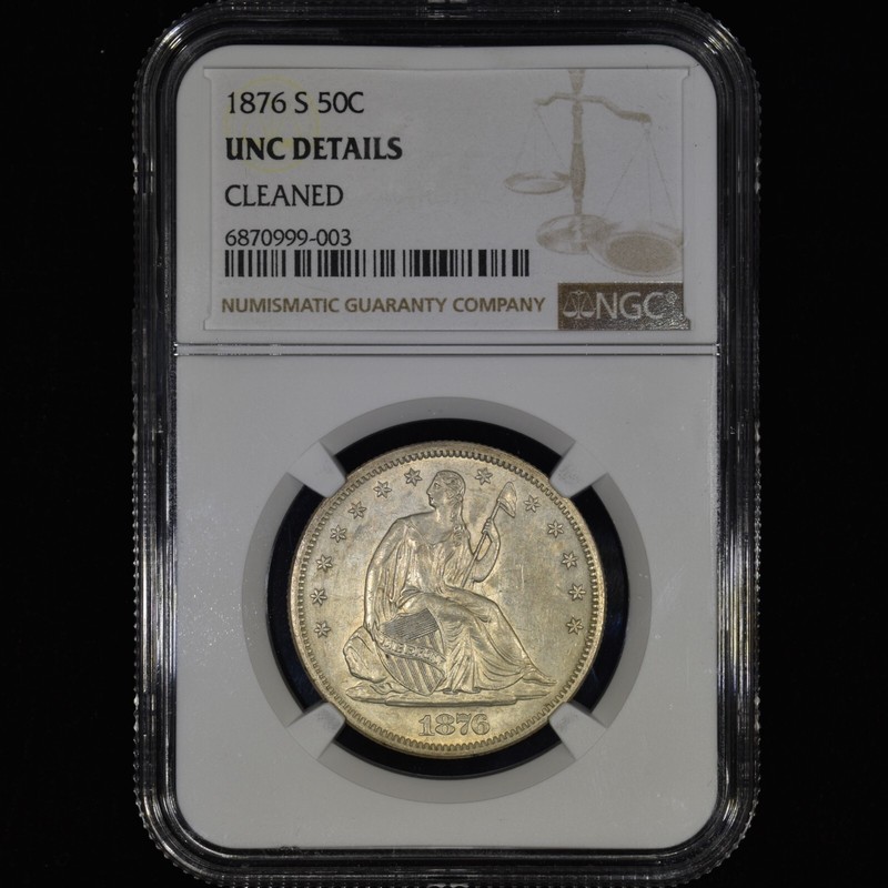 1876-S SEATED LIBERTY HALF DOLLAR ✪ NGC UNC DETAILS ✪