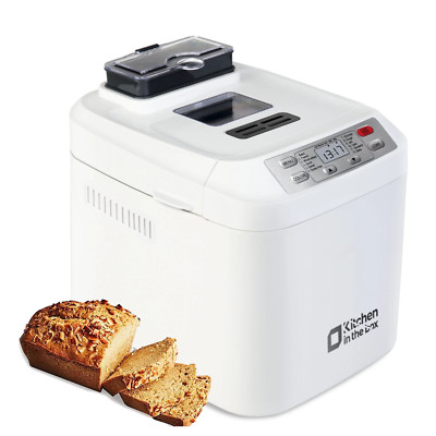 2lb Bread Machine with Auto Fruit Nut Dispenser, 12 Presets Bread Maker, White