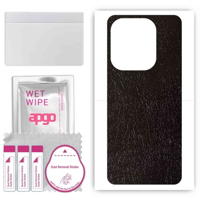 apgo Back Skin Wrap Sticker for Tecno Pop 7 Pro, Black Leather