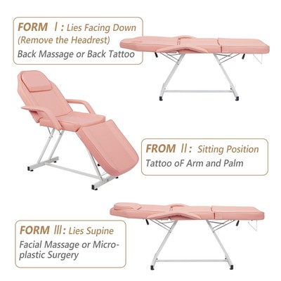 Adjustable Massage Table Tattoo Lash Pedicure Facial Massage Bed Salon w Stool