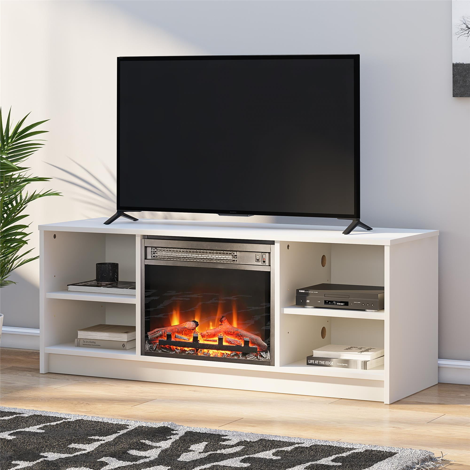 Tv Stand Console Cabinet Entertainment Living Room White
