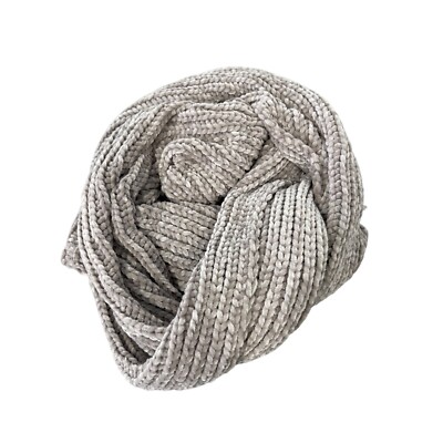 Macchia di Ruggine Chenille Scarf Women OS Grey Wrap Cozy Knit Fall Winter NEW