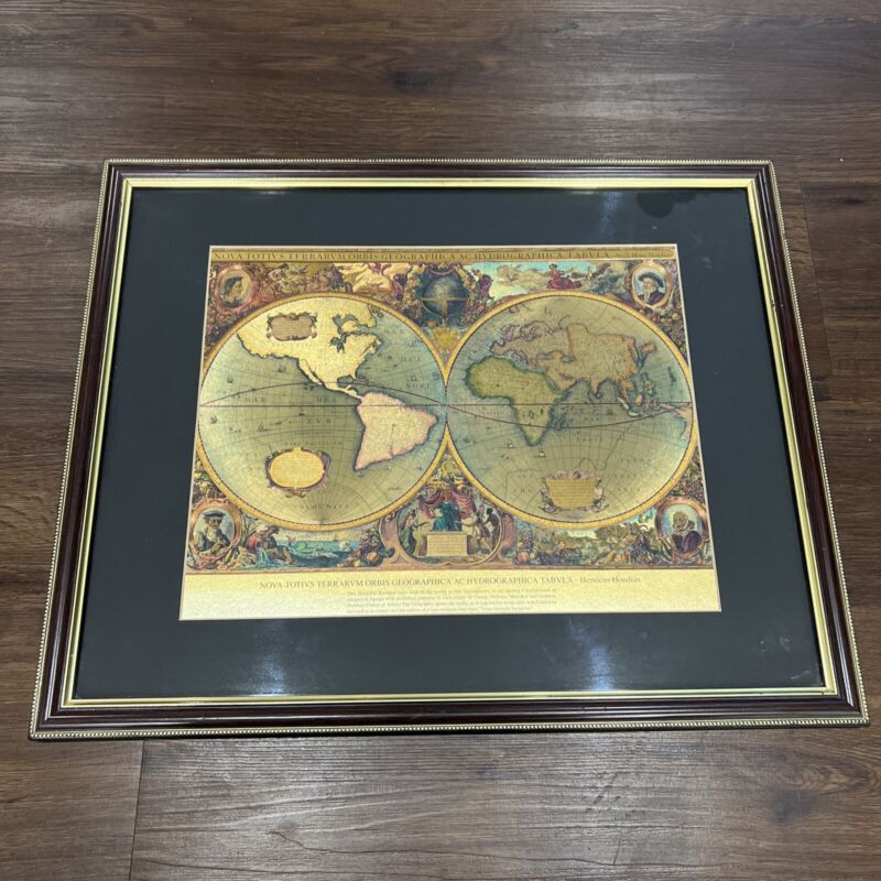 Nova Totivs Terrarvm Orbis Geographica Tabvla Gold Foiled World Map Picture