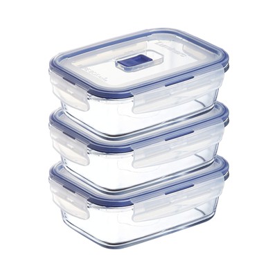 Luminarc Pure Box Active 6Piece Food Storage Rectangle 34 Cup Set Clear