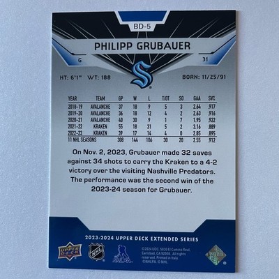 2023 Upper Deck Extended #BD-5 Philipp Grubauer Black Diamond 1 star