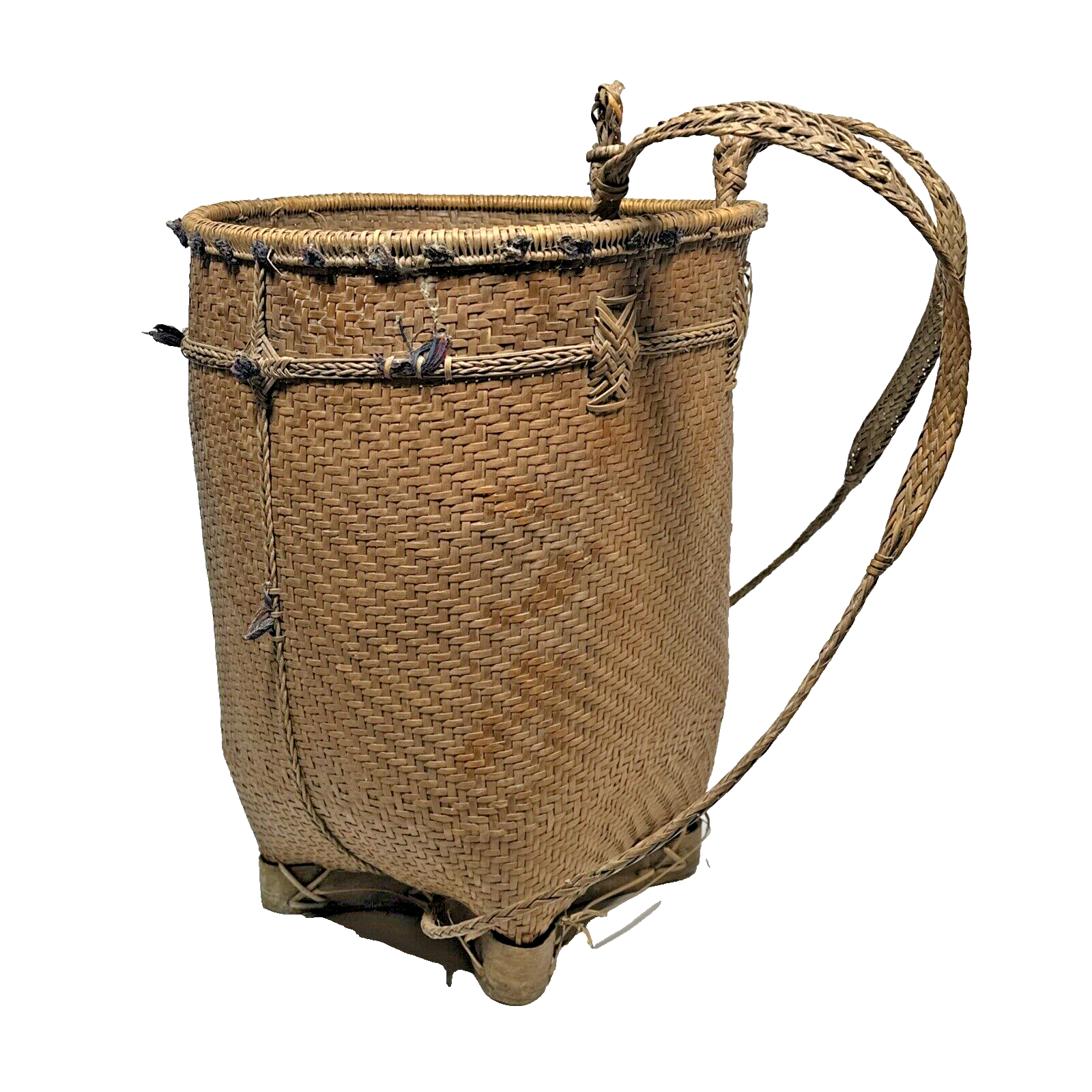 Vintage Southeast Asian Handmade Farmers Woven Rattan Bamboo Vintage Southeast Asian Handmade Farmers Woven Rattan Bamboo