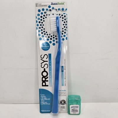 Benco Dental Pro-Sys Wide Compact Soft Adult Toothbrush Blue NEW w/ Floss