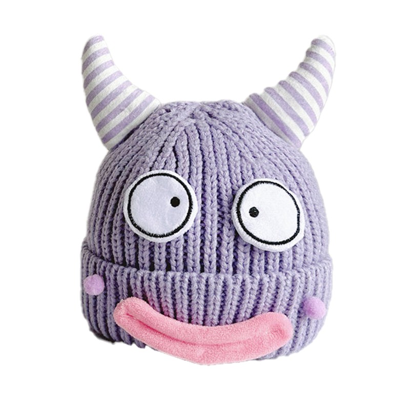 Parent-child cute cartoon image autumn and winter warm woolen hat