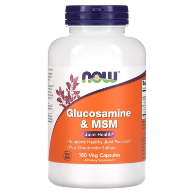 Now Foods Глюкозамин МСМ 180 растительных капсул с гарантией качества GMP