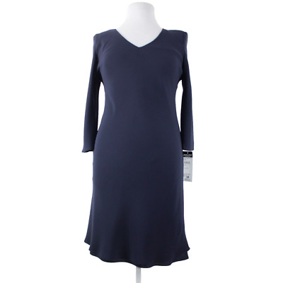 Donna Ricco NEW $128 Sz 14 Navy Blue V Neck Lined 100% Polyester Dress