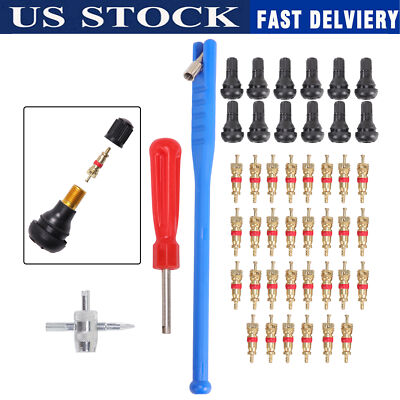 43x Kit Valve Stem Installation Remover Repair Tool Puller Car Tire Plug Core US