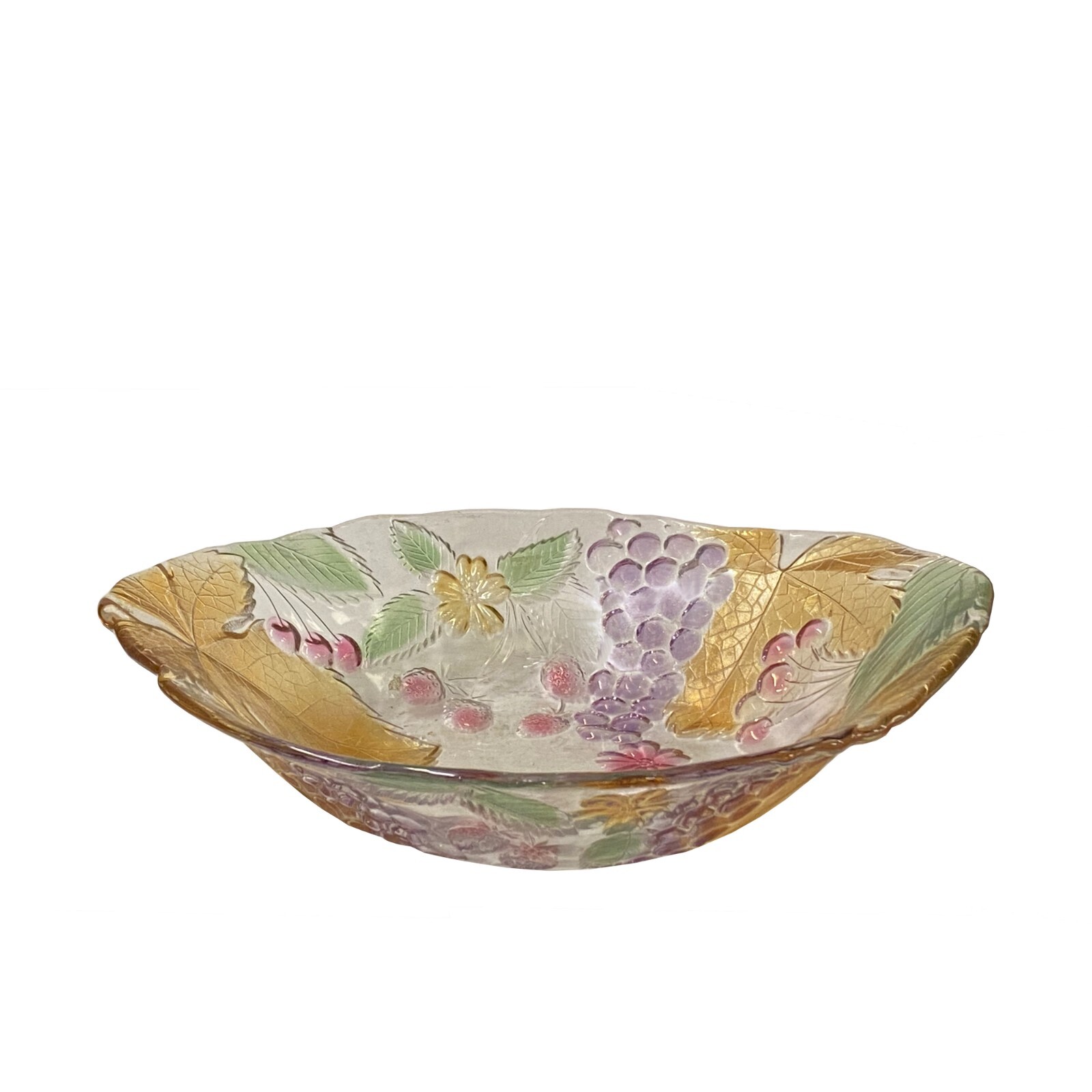 Classic Vintage Oval Grapes Motif Glass Flat Bowl Display ws3269S Classic Vintage Oval Grapes Motif Glass Flat Bowl Display ws3269S