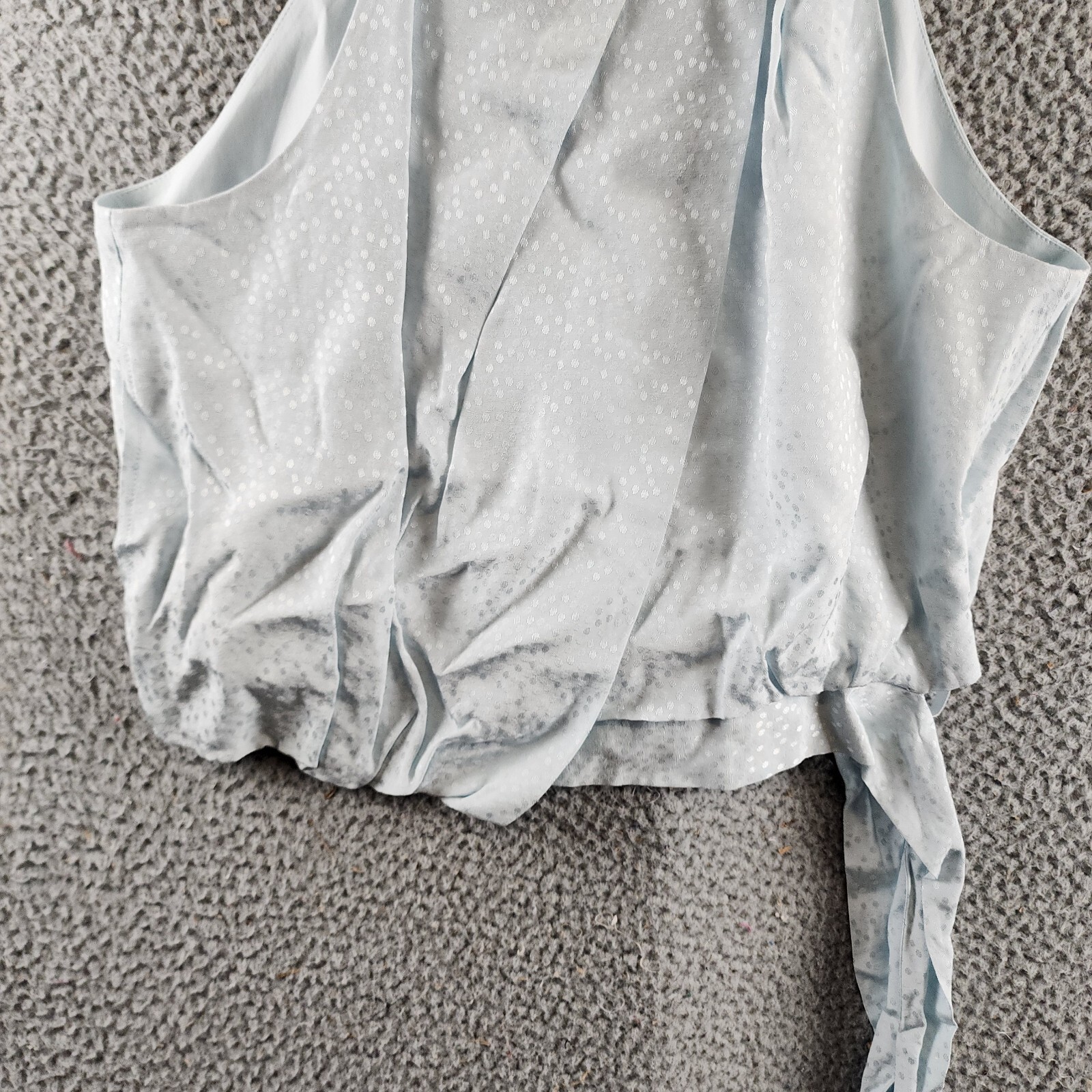 BCBGMAXAZRIA Halter Neck Sleeveless Overdraped Side Tie Top Women's M Blue - Picture 3 of 17