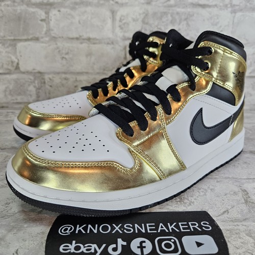 靴 Nike W Air Jordan 1 Mid SE \"Denim/Gold\" NEW Nike Air Jordan 1 Mid SE Orewood Brown Metallic Gold