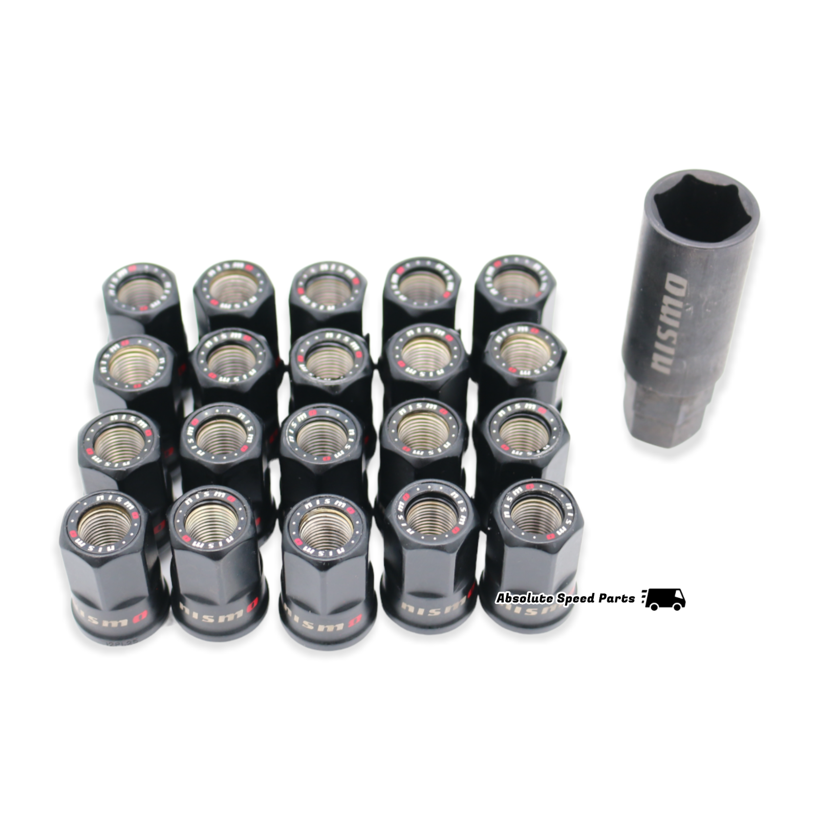 NEW Genuine Nissan NISMO Open Lug Nut Set 20 pieces + Key M12x1.25 40220-TUN01
