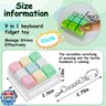 2 Pack 9 in 1 Keyboard Fidget Toy, Keyboard Fidget Keychain Anti-Stress Keyboard Decompression Button Finger Clicker Toys Stress Relief Fidget Gifts (Mix Green)