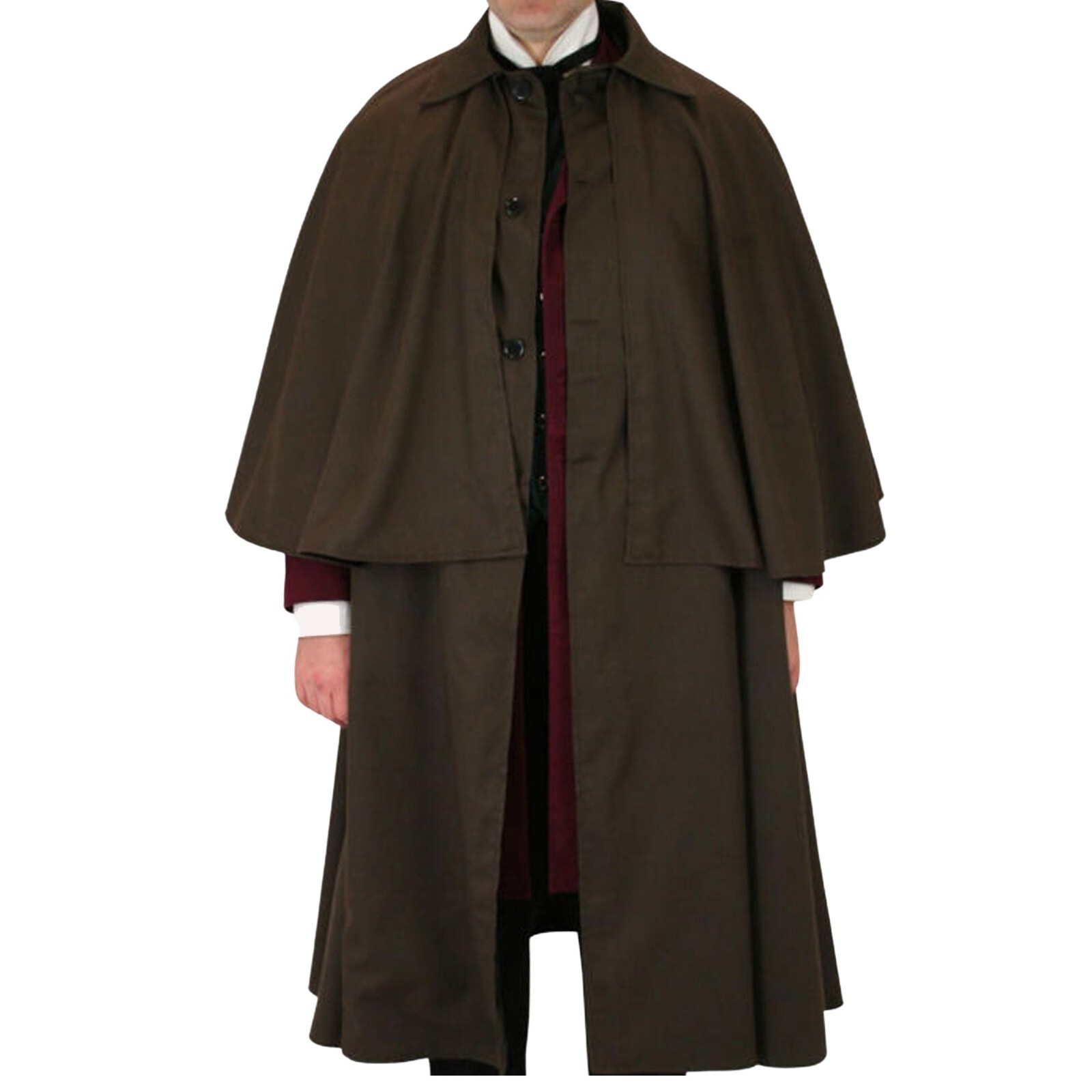 Pre-owned 100% Our Brown Cotton Inverness Cape Lends The Shrewd-thinking Gentleman An Image